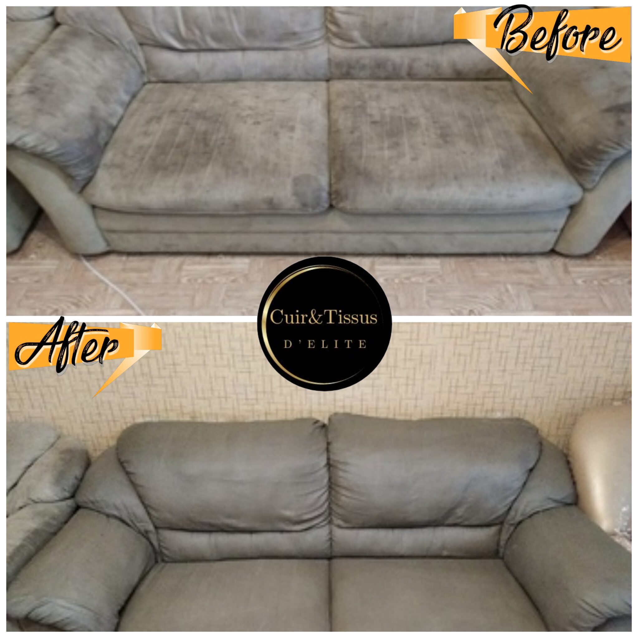 CANAPE CUIR GRIS